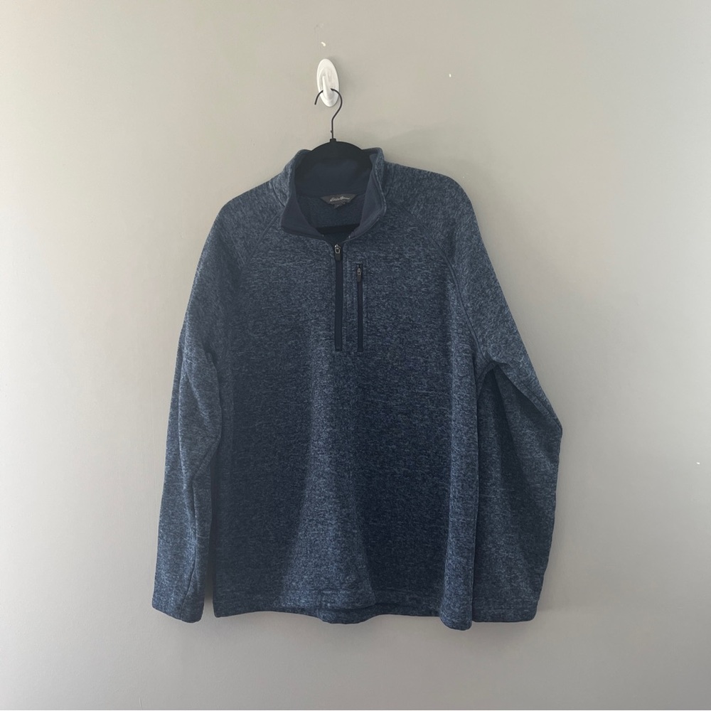 Eddie Bauer Blue Pullover Sweater 1/2 Zip Fleece Casual Mens Size XL